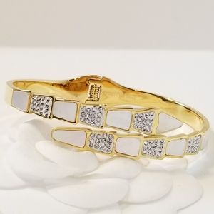 18K Gold Plated Mother Pearl Bracelet Bangle Cuff